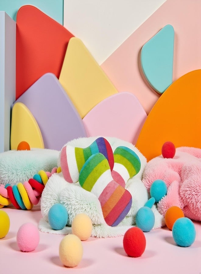 Bwexxt 2Pcs Colorful Dog Plush Vocal Toy Rainbow Dog Bone-Shape Chewing Toy Safe for Light Chewers for Pet Playing Use Adorable Quality and Practical Attractive and Professional Chew Toys Pet Supplies - Image 3